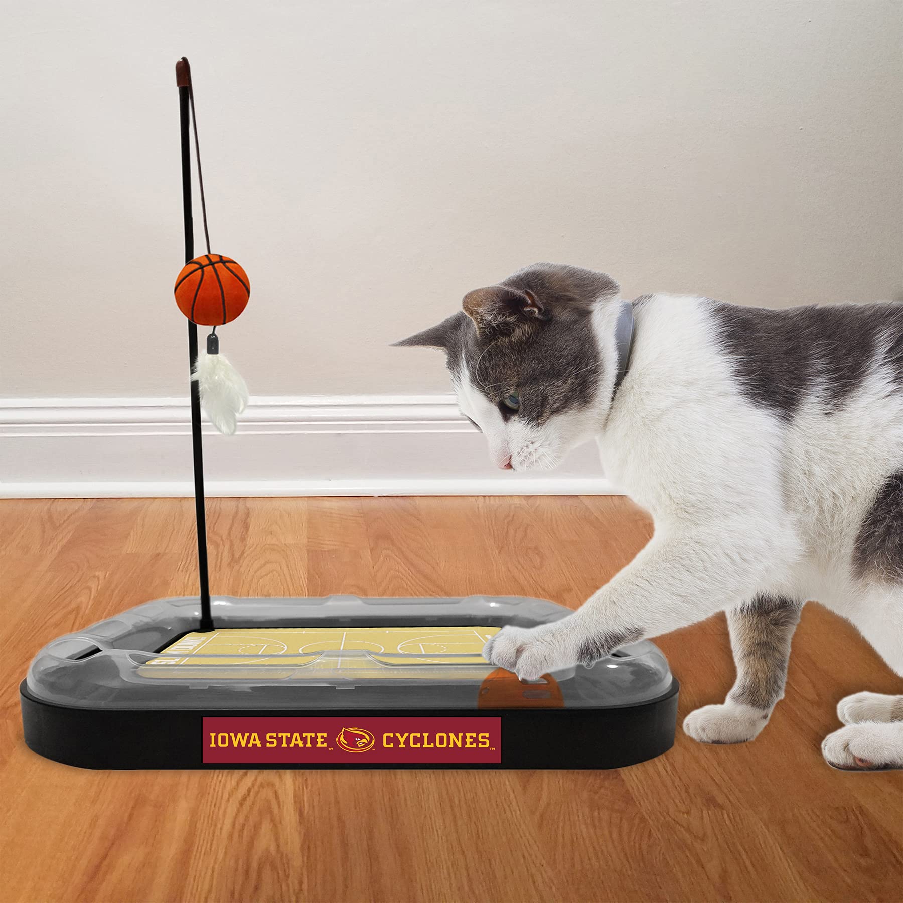 Cats Scratcher Ncaa Iowa State Basketball Court Cat Scratcher Toy With Catnip Filled Plush Basketball Toy & Feather Cat Toy Hang